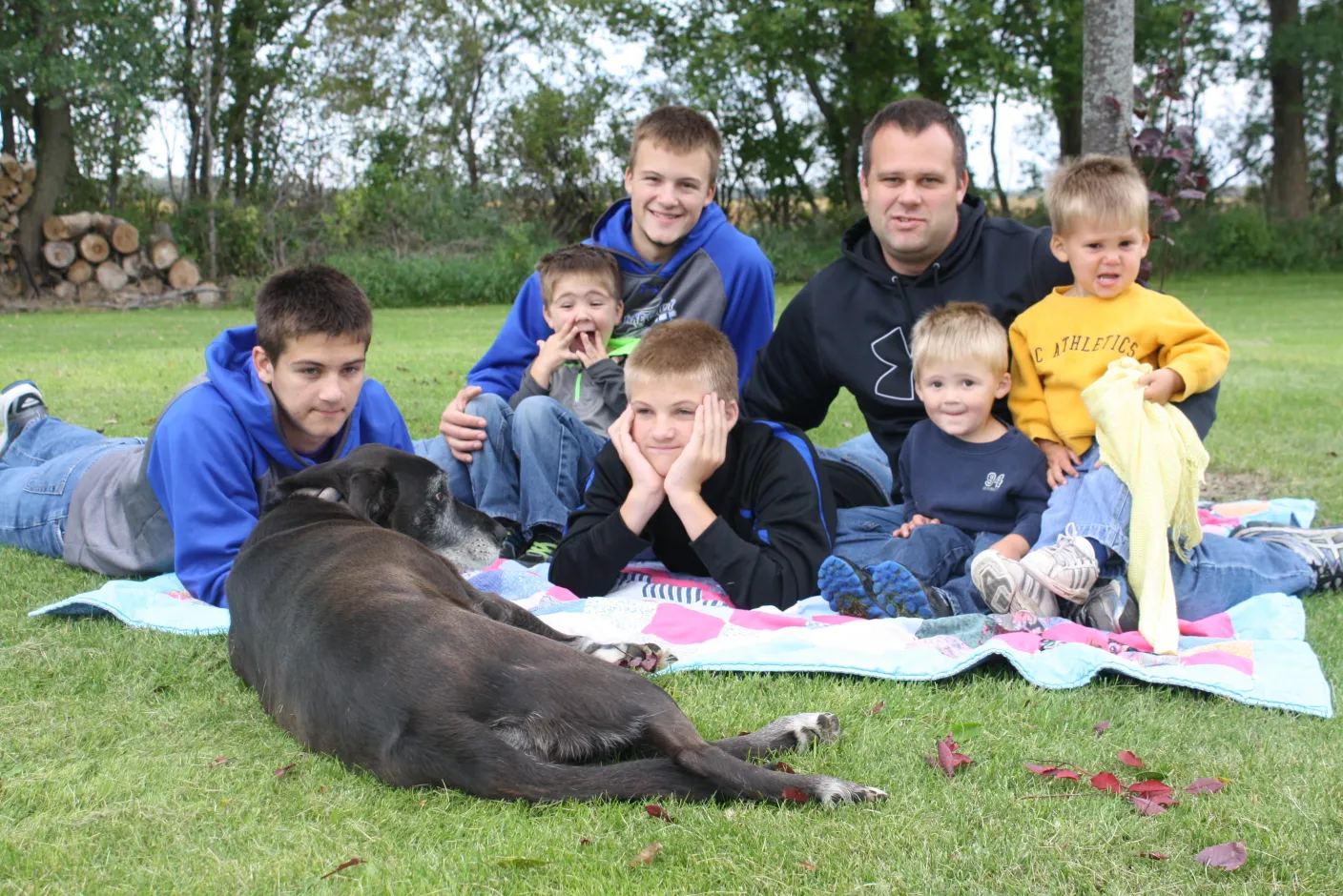 image of boys and dog on blanket - things I like about my husband