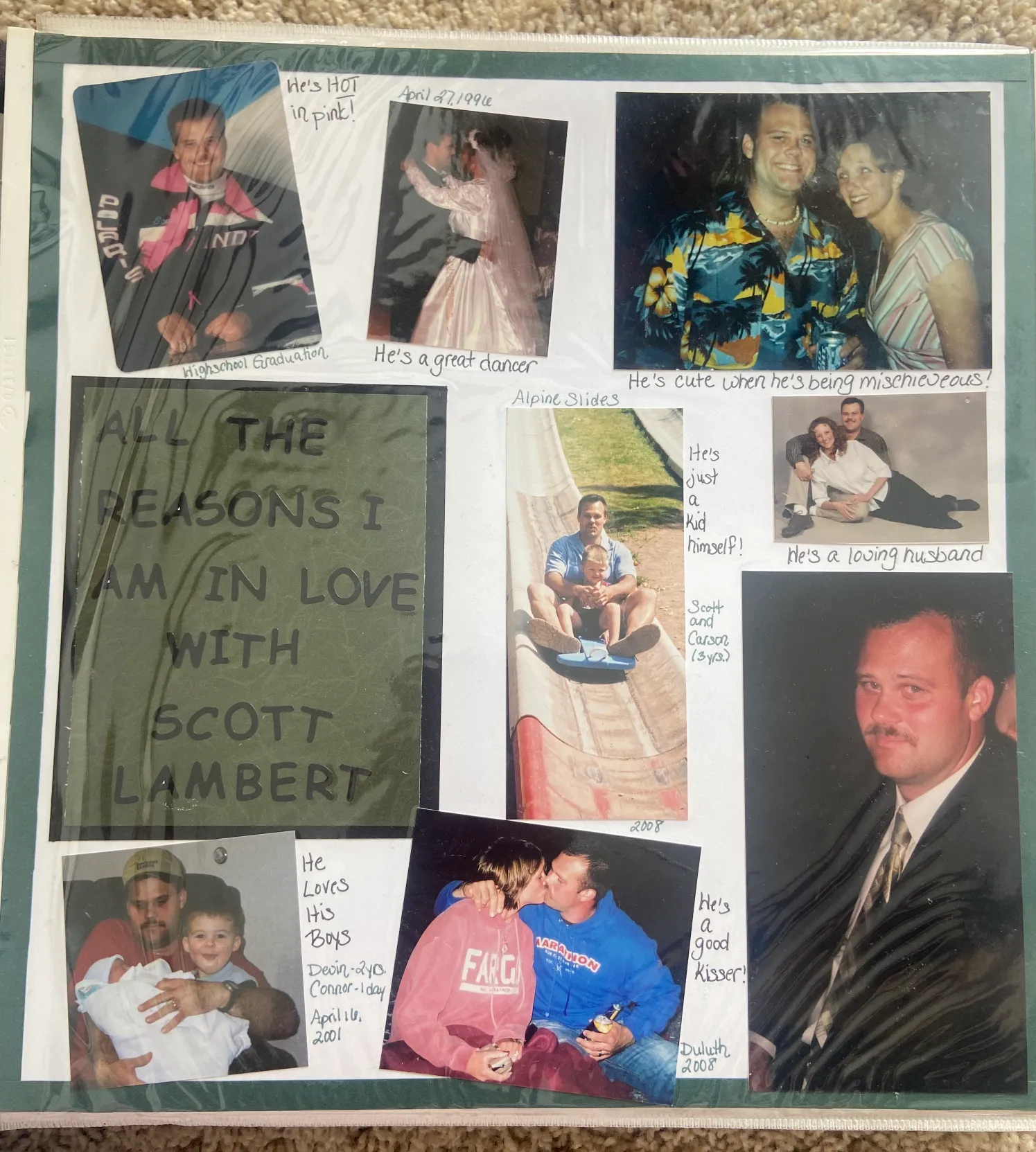 image of scrapbook - what I love about my husband list 