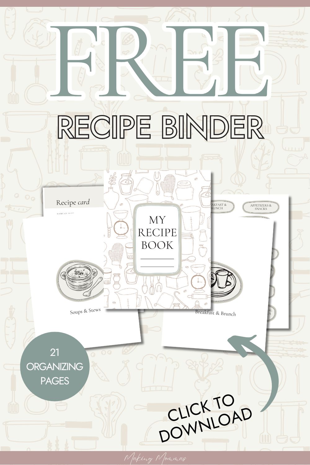 pin image of free recipe binder