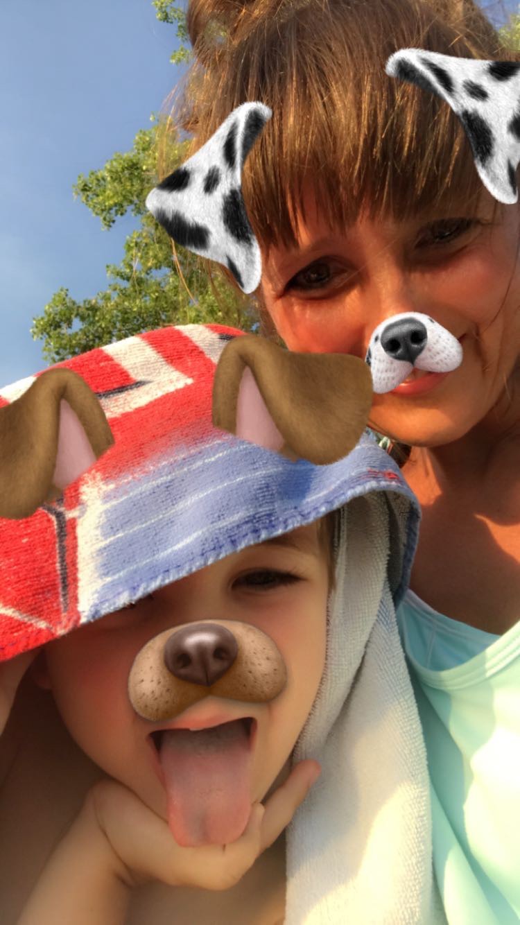 snap chat image of mom and son