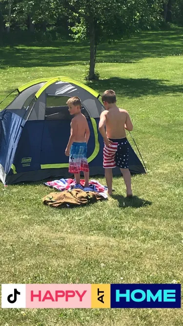kids camping in the backyard