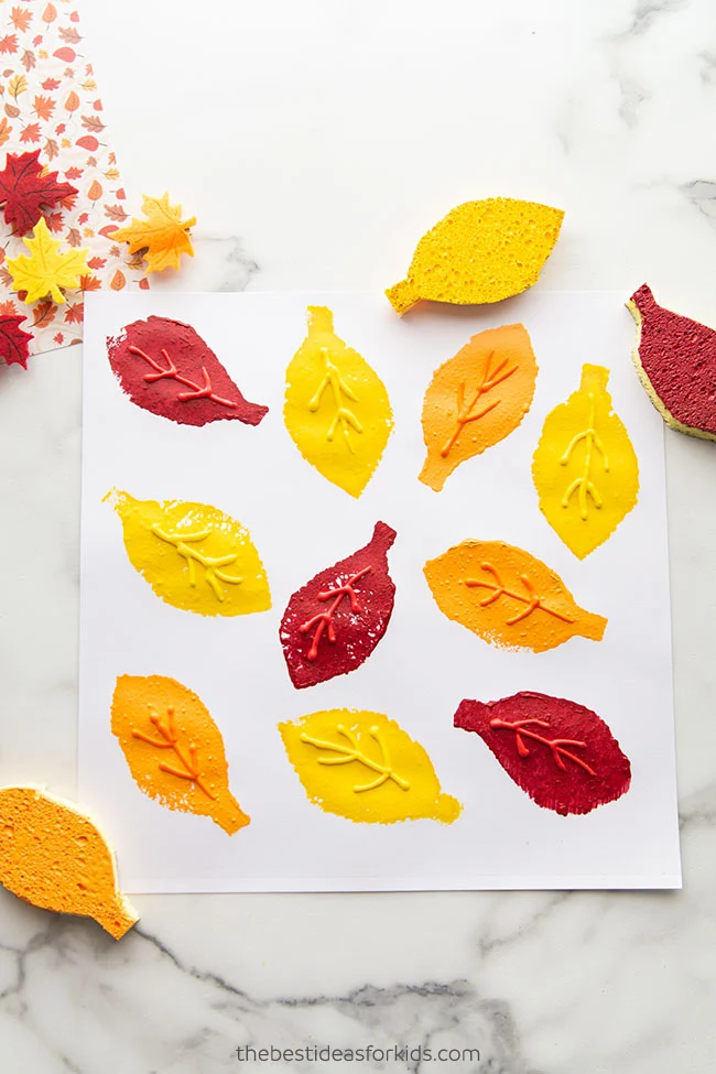 image of leaves made with sponges