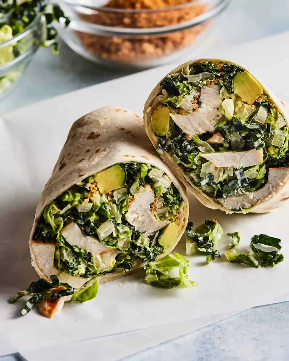 image of a chicken caesar salad wrap