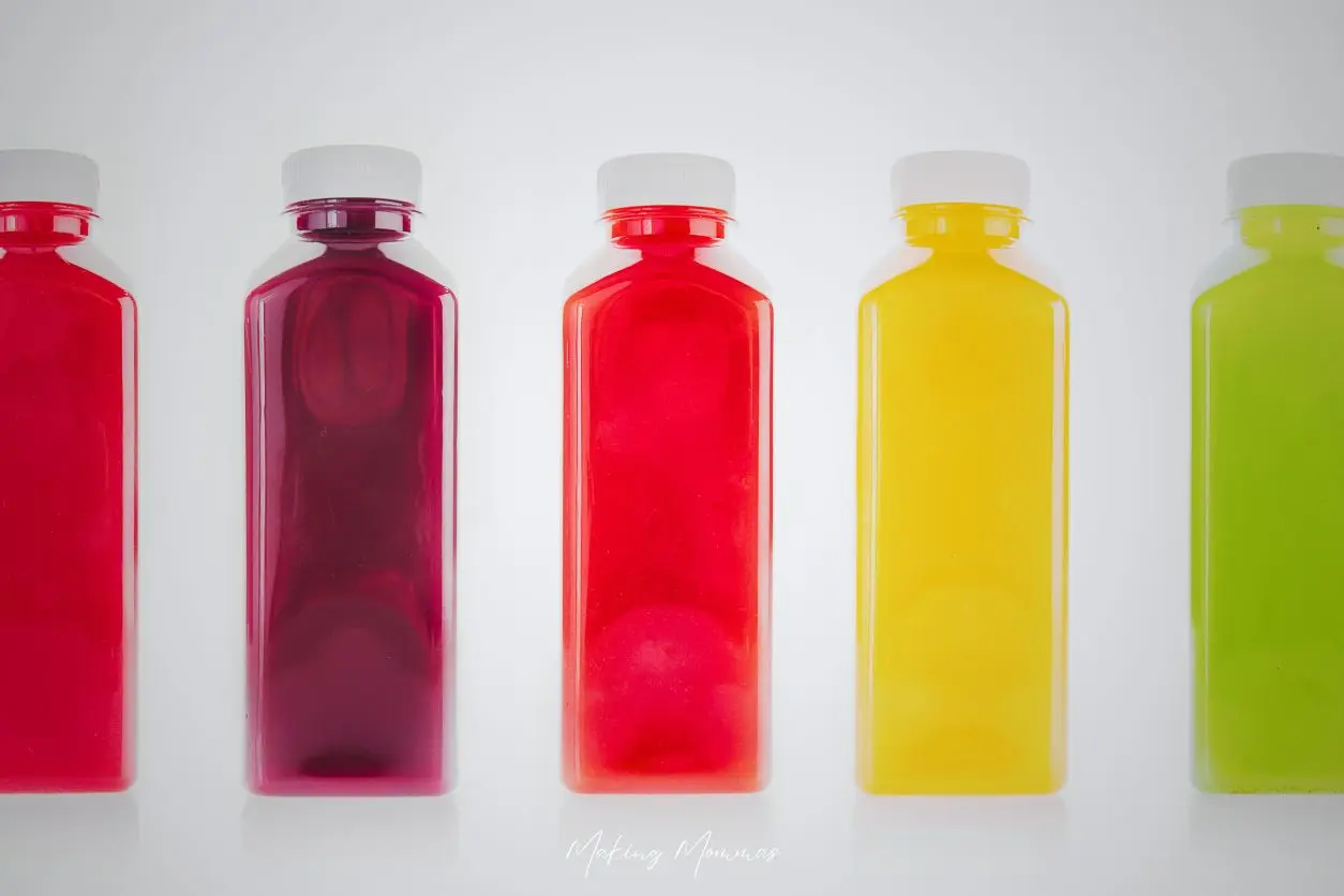 image of colorful bottles of fruit juice