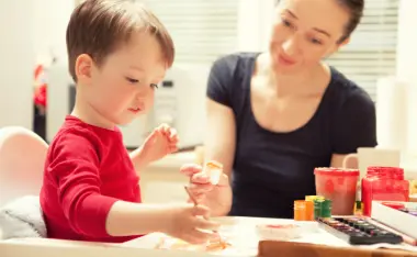image of mom painting with toddler