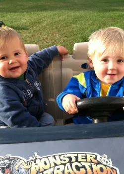 image of twins in truck