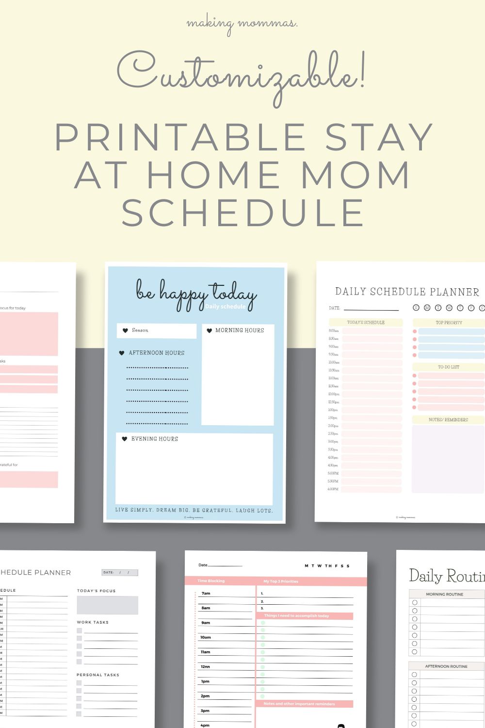 pin of stay at home mom daily schedule template