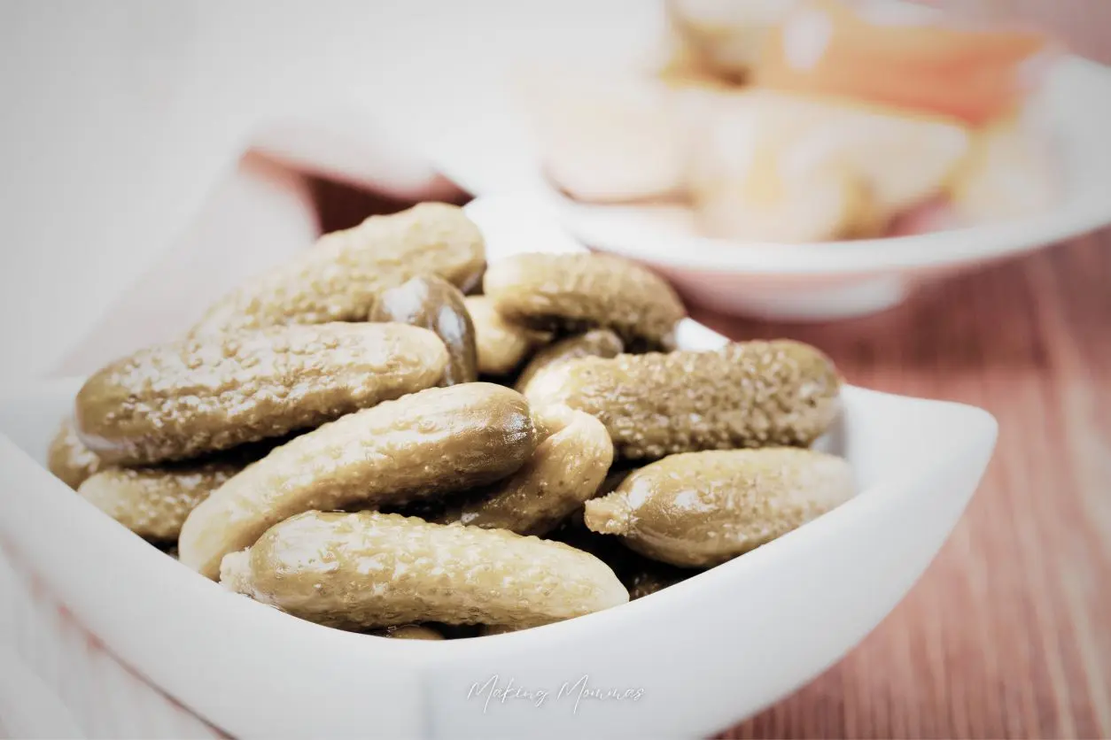 pickles in a white bowl