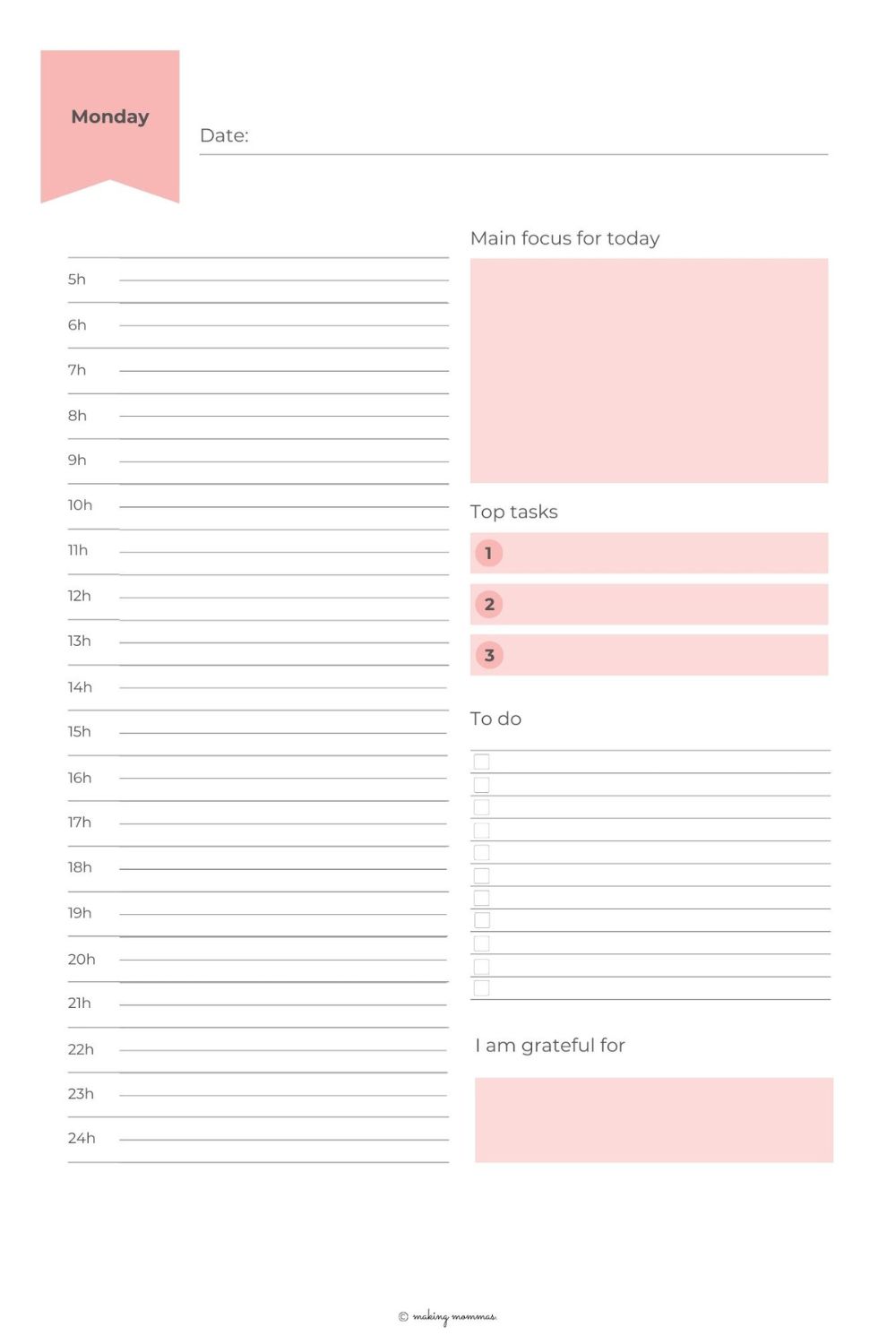 stay at home mom schedule template